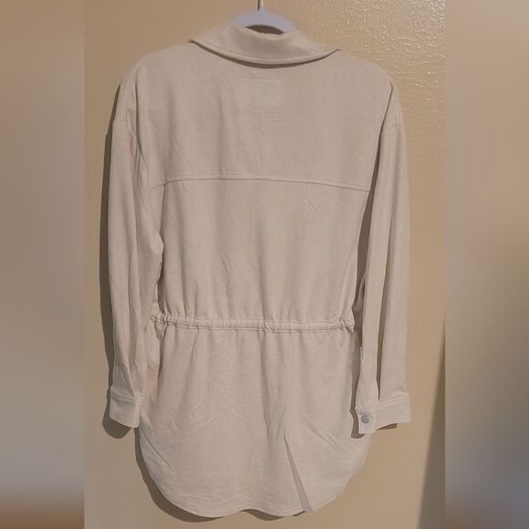 Blank NYC Faux Suede Utilty Women's Drawstring Waist Shirt Beige Jacket Small - Picture 11 of 13